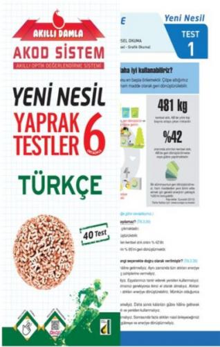 Akıllı Damla Türkçe Yeni Nesil Yaprak Testler-6. Sınıf - Komisyon - Da