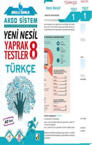 Akıllı Damla Türkçe Yeni Nesil Yaprak Testler-8. Sınıf - Komisyon - Da