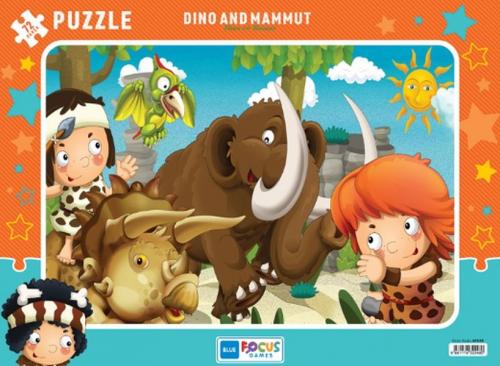 Dino ve Mamut Çerçeveli Puzzle 72 Parça - - Blue Focus Yayınları