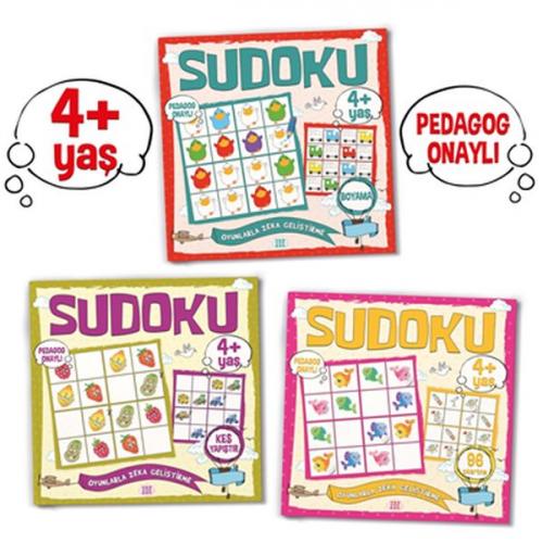 Çocuklar İçin Sudoku Seti (4+ Yaş) (3 Kitap Takım) - Kolektif - Dokuz 
