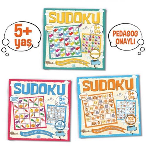 Çocuklar İçin Sudoku Seti (5+ Yaş) (3 Kitap Takım) - Kolektif - Dokuz 