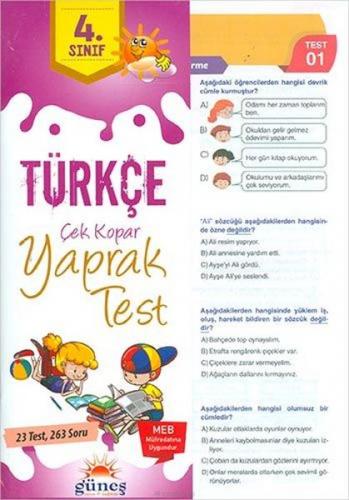 4. Sınıf Türkçe Çek Kopar Yaprak Test - Kolektif - Güneş Yayın Dağıtım