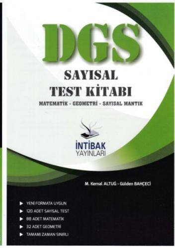 İntibak DGS Sayısal Test Kitabı - M. Kemal Altuğ - İntibak Yayınları