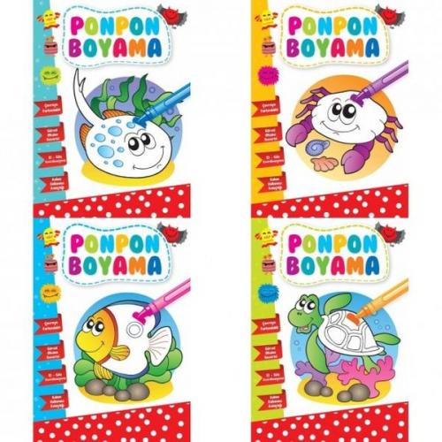 Ponpon Boyama (4 Kitap Takım) - Kolektif - Ema Çocuk