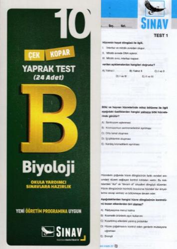 Sınav 10. Sınıf Biyoloji Çek Kopar Yaprak Test (Yeni) - Kolektif - Sın