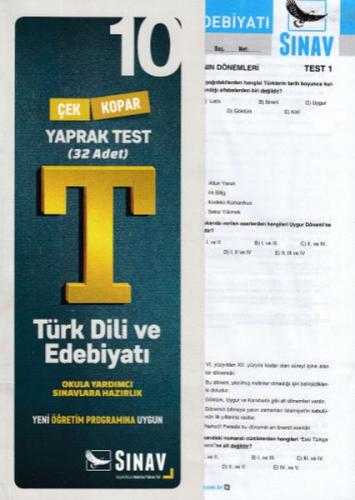 10. Sınıf Türk Dili ve Edebiyatı Yaprak Test - Kolektif - Sınav Yayınl
