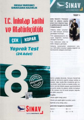 8. Sınıf T.C İnkılap Tarihi ve Atatürkçülük Çek Kopar Yaprak Test - Ko