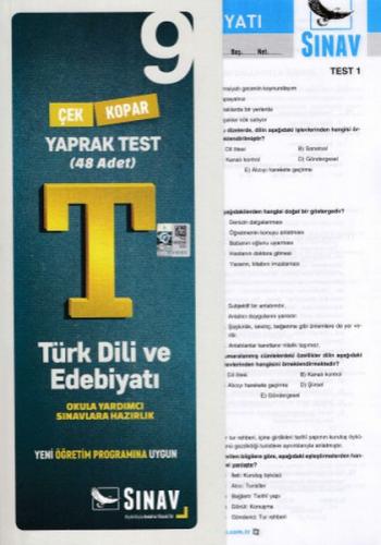 9. Sınıf Türk Dili ve Edebiyatı Çek Kopar Yaprak Test - Kolektif - Sın